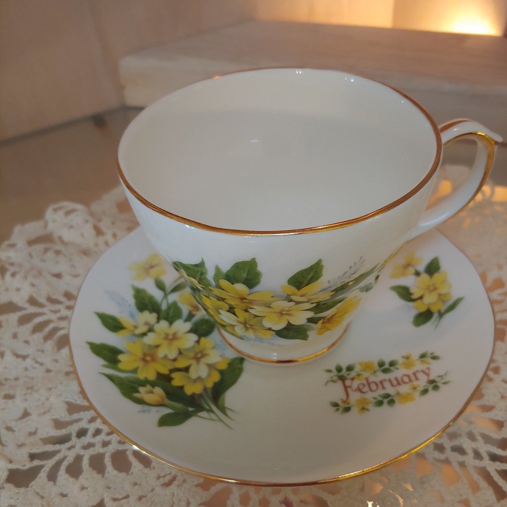 Royal Winchester FEBRUARY Cup & Saucer Bone China